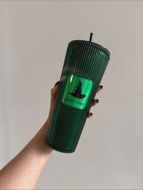 Starbucks wicked elphaba Green Ribbed Tumbler with Witch Hat Logo